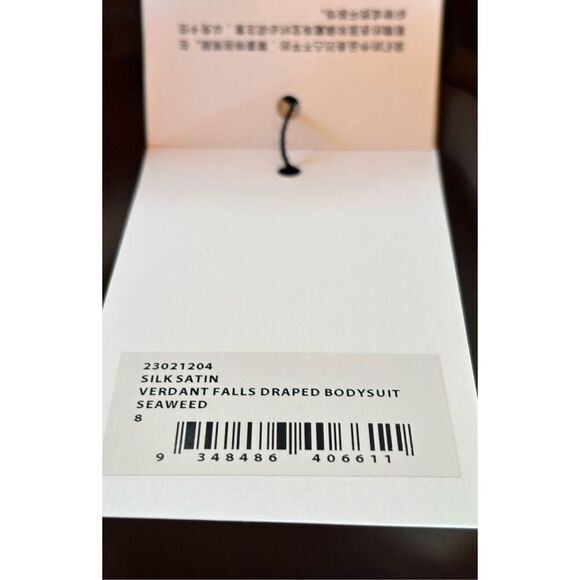 CHRISTOPHER ESBER Verdant Falls Draped Silk Satin Bodysuit in Seaweed NWT Size 8 - Picture 11 of 13